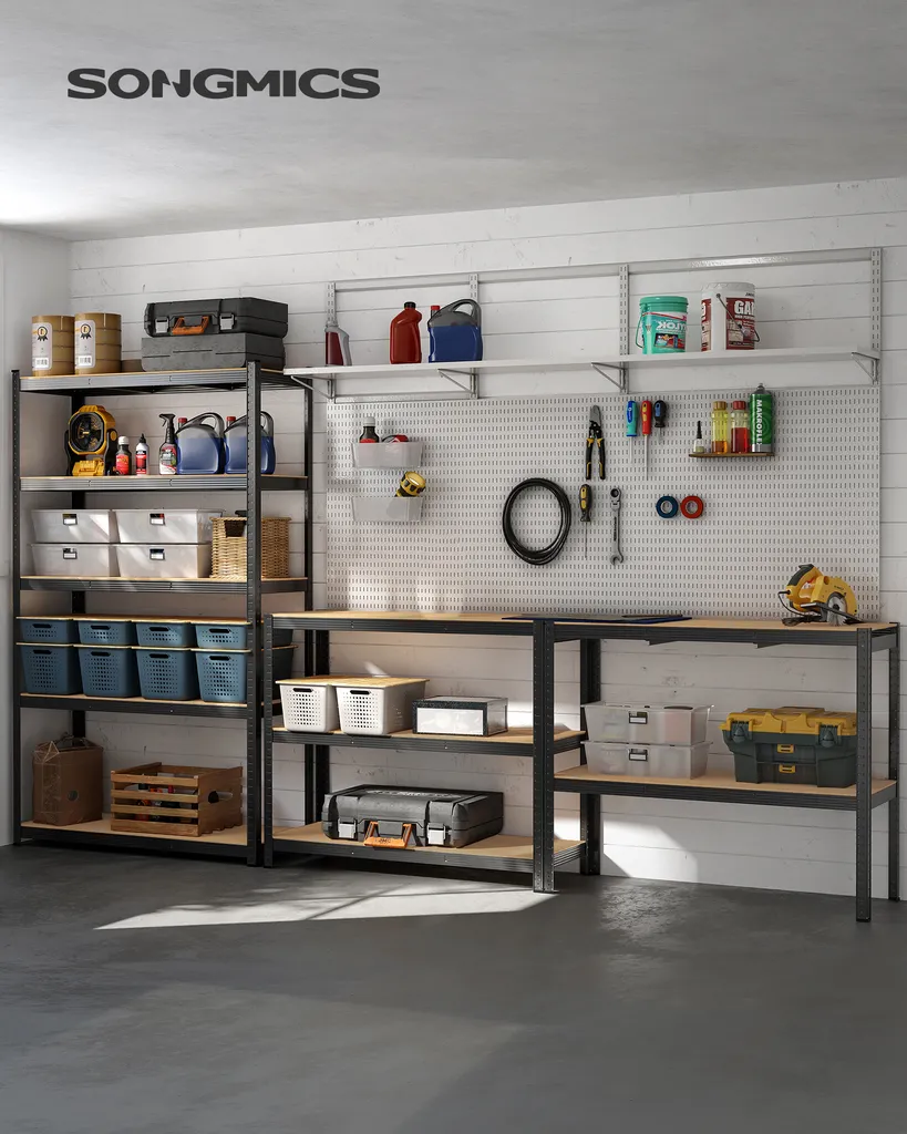 SONGMICS Schwerlastregal, Stahl, Regal, Kein Werkzeug Erforderlich, Lagerregal, Für Garage, Keller, Lagerraum, Werkzeug, Fitnessgerät, Bis 875 Kg Belastbar, 60 X 120 X 200 Cm, Grau GLR060G01 5 SONGMICS Schwerlastregal, Stahl, Regal, Kein Werkzeug Erforderlich, Lagerregal, Für Garage, Keller, Lagerraum, Werkzeug, Fitnessgerät, Bis 875 Kg Belastbar, 60 X 120 X 200 Cm, Grau GLR060G01 – Bild 5