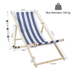 EINFEBEN Liegestuhl Gartenliegen Strandliege Holz Campingstuhl Klappbar Liege 120kg Klappliege Blau Weiß -Garten- & Gewächshäuser Geschäft a7dd90e3b76b16796b12e4ef2537dcff 1