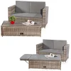 Mucola Lounge Gartenmöbel Sofa Bank Tisch Klappbar Rattan Gartenset Sitzmöbel Grau NEU