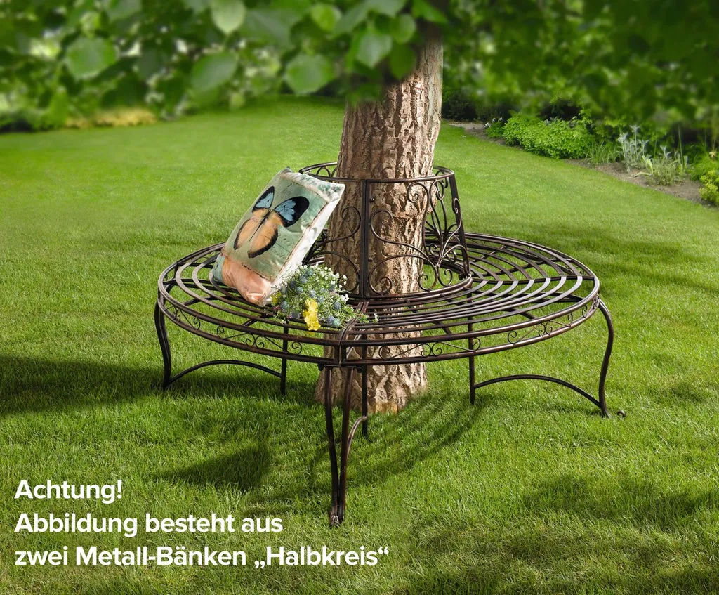 Frank-Flechtwaren Metall-Bank 'Halbkreis' Möbel Garten Terrasse Balkon Bequem, Ranken Muster 2 Frank-Flechtwaren Metall-Bank 'Halbkreis' Möbel Garten Terrasse Balkon Bequem, Ranken Muster – Bild 2