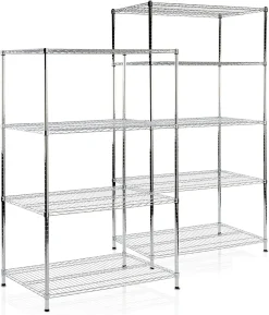 Floordirekt Schwerlastregal - Metallregal Himalaya Verchromt 5 Böden 200 X 90 X 60 Cm