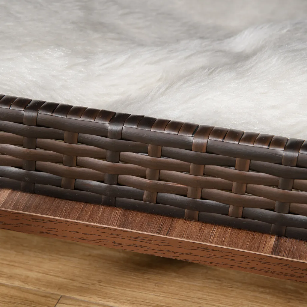PawHut Rattan Hundehütte Hundehaus Mit Kissen Hundehöhle Hundematratze Haustierbett Für Drinnen Und Draußen Spanplatte Braun 60 X 44 X 51,5 Cm 8 PawHut Rattan Hundehütte Hundehaus Mit Kissen Hundehöhle Hundematratze Haustierbett Für Drinnen Und Draußen Spanplatte Braun 60 X 44 X 51,5 Cm – Bild 8