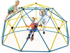 COSTWAY Ø 305cm Kletterkuppel Mit Schaukel, Klettergerüst In Kuppelform, Indoor-/Outdoor-Spielgerät, Kletterleiter Für Kinder Von 3 Bis 10 Jahren, Ideal Für Hinterhof, Garten, 363 Kg Belastbar -Garten- & Gewächshäuser Geschäft a89281f6398055d50d7da10808934004
