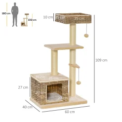 PawHut Rattan Katzenbaum Kratzbaum Kätzchen Möbel Mit Katzenhöhle Ballspielzeug Sisal Weiche Plüsch PE Höhe 108 Cm Braun+Beige 11 PawHut Rattan Katzenbaum Kratzbaum Kätzchen Möbel Mit Katzenhöhle Ballspielzeug Sisal Weiche Plüsch PE Höhe 108 Cm Braun+Beige -Garten- & Gewächshäuser Geschäft a8ae97df2554869f8364cf28e5cef2f1