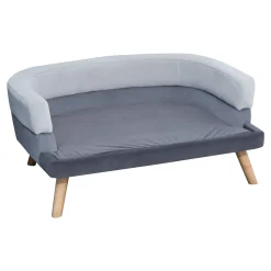 PawHut Hundesofa Mit Rückenlehne, Haustiersofa Mit Holzbeinen, Hundebett Weichem Bezug Katzensofa Grau 86,5x 61x36 Cm -Garten- & Gewächshäuser Geschäft a8dcd00aee6f5c1a70fc45b86b520299