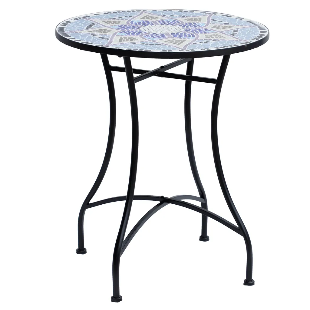 Outsunny Gartentisch Mosaiktisch Balkontisch Beistelltisch Seviertisch Rund Stahl + Keramik Blau + Weiß Ø60 X H71 Cm 1 Outsunny Gartentisch Mosaiktisch Balkontisch Beistelltisch Seviertisch Rund Stahl + Keramik Blau + Weiß Ø60 X H71 Cm