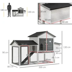 PawHut Hühnerstall Hühnerhaus Mit Nistkasten Rampe Winterfest Hühnervoliere 2 Ebenen Gehege Leicht Zu Reinigen Tannenholz Stahl Asphalt 200 X 80 X 130 Cm 11 PawHut Hühnerstall Hühnerhaus Mit Nistkasten Rampe Winterfest Hühnervoliere 2 Ebenen Gehege Leicht Zu Reinigen Tannenholz Stahl Asphalt 200 X 80 X 130 Cm -Garten- & Gewächshäuser Geschäft a924a1a603e281c954d79c9c10472d42