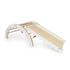 MAMOI® Kletterbogen Mit Rutsche, Kletterdreieck, Baby Klettern, Regenbogenwippe Aus Holz, Holzbogen Für Kinder, Rutschbrett Für Spielplatz, Klettergerüst Indoor Ab 1/2/3 Jahre