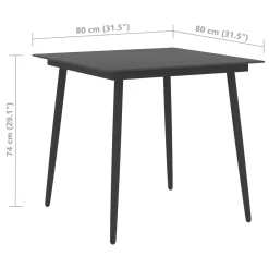 VidaXL Garten-Esstisch Schwarz 80x80x74 Cm Stahl Und Glas -Garten- & Gewächshäuser Geschäft a939691c81b3e55f8dffd9e6d369ed23