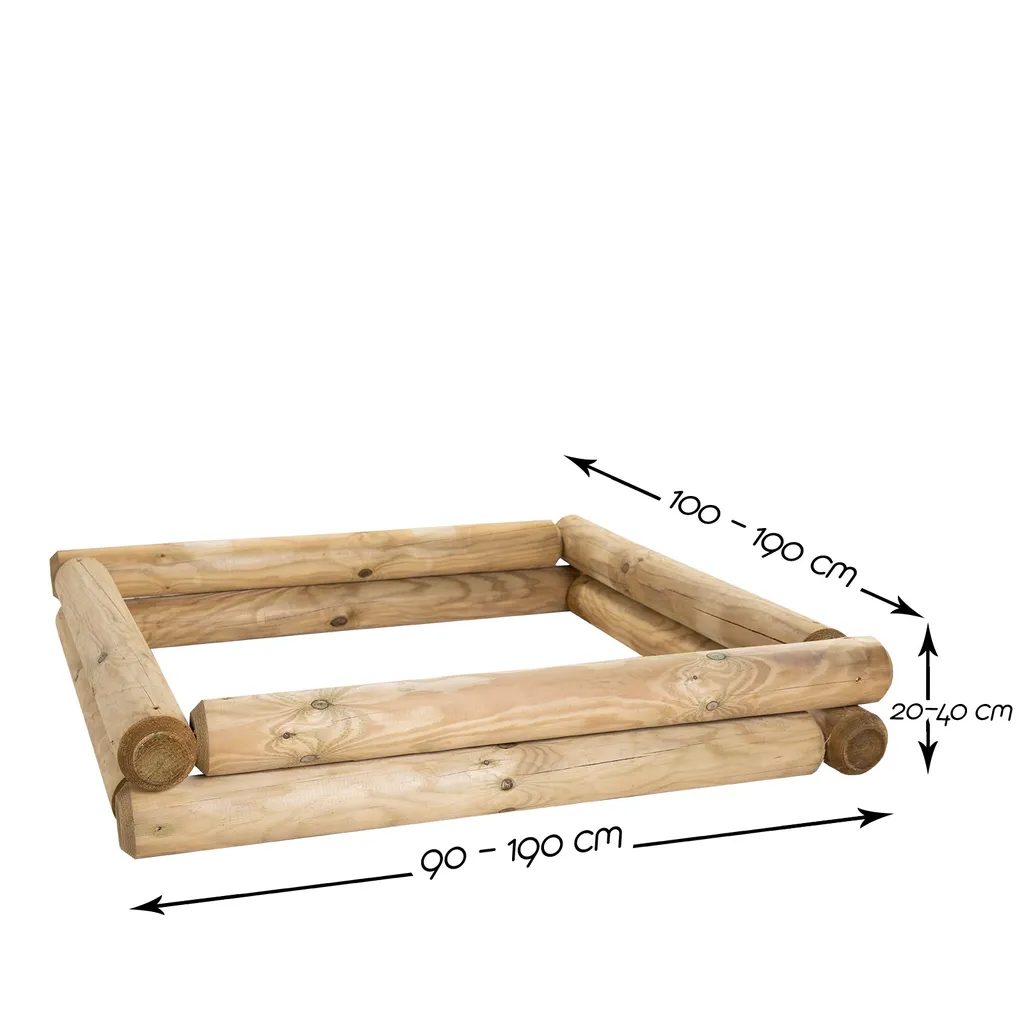 BooGardi Massiver Sandkasten Holz Bausatz | 190x190cm Höhe 30cm | Größen 90-190cm | Höhen 20-40cm | Aus Palisaden 2 BooGardi Massiver Sandkasten Holz Bausatz | 190x190cm Höhe 30cm | Größen 90-190cm | Höhen 20-40cm | Aus Palisaden – Bild 2