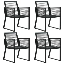 VidaXL Gartenstühle 4 Stk. Seil Rattan Schwarz