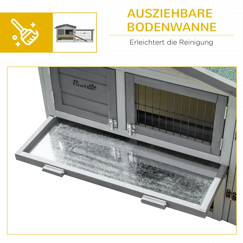 Pawhut Kleintierstall Kleintierkäfig Meerschweinchenstall Mit Freilauf Rampe Asphaltdach Doppelstöckig Tannenholz Grau 154,5 X 52,5 X 68,5 Cm 4 Pawhut Kleintierstall Kleintierkäfig Meerschweinchenstall Mit Freilauf Rampe Asphaltdach Doppelstöckig Tannenholz Grau 154,5 X 52,5 X 68,5 Cm – Bild 4