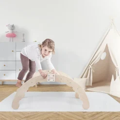 MAMOI® Kletterbogen, Kletterdreieck, Baby Klettern, Regenbogenwippe Aus Holz, Holzbogen Für Kinder, Klettergerüst Indoor Ab 1/2/3 Jahre -Garten- & Gewächshäuser Geschäft aa1c7261d37e2f9d0122b1d1480e7f94