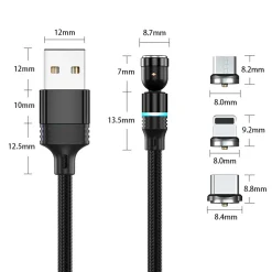 Mmgoqqt Magnetisches Ladekabel, Drehbares Magnetisches Ladekabel Mit LED, Kompatibel Mit USB-C-Typ-C-Micro-2-in-1-Ladekabel ,Black,2 Meter Noodle -Garten- & Gewächshäuser Geschäft aa37834f79f7e897aef8d576cd43ca81 1