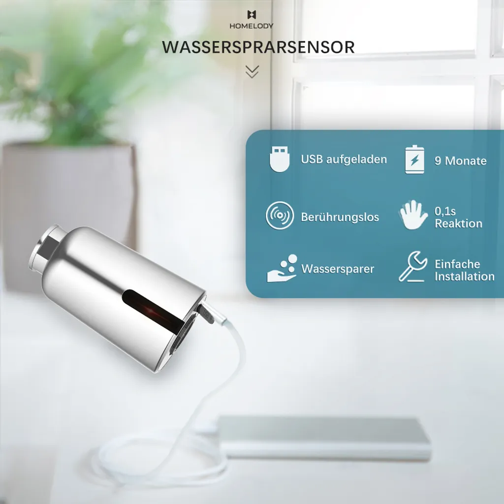 Homelody Infrarot Sensor Wasserhahn Küche, Küchenarmatur Ersatzkopf Mit USB-Ladegerät Wassersparender Sensor Berührungsloser Automatischer Wasserhahn, Infrarot-Sensor-Adapter Wasserhahn 3 Homelody Infrarot Sensor Wasserhahn Küche, Küchenarmatur Ersatzkopf Mit USB-Ladegerät Wassersparender Sensor Berührungsloser Automatischer Wasserhahn, Infrarot-Sensor-Adapter Wasserhahn – Bild 3
