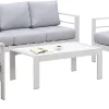 MeXo Gartenmöbelset, Loungeset Aluminium Für 6-7 Personen Mit Kissen Und Couchtisch Indoor Outdoor Balkon Weiß (Sitzgruppe, Aluminiumrahmen)