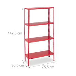 Relaxdays Rotes Schwerlastregal 2er Set 4 Ebenen -Garten- & Gewächshäuser Geschäft aa7329056dfda2354394aafc56ddda8e