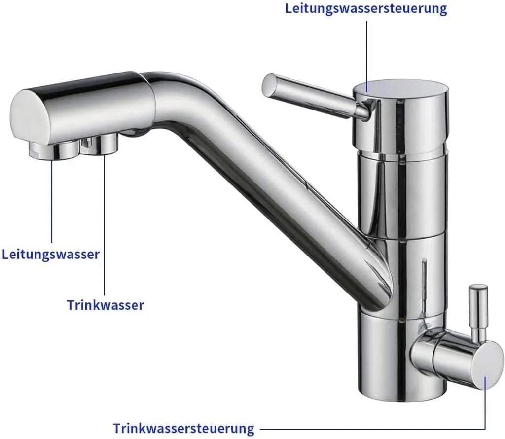 Homelody 3 Wege Wasserhahn Küchenarmatur Wasserfilter Mischbatterie Für Küche Spüle Trinkwasser Spültischarmatur 120° Drehbar Spülbeckenarmatur Chrom 5 Homelody 3 Wege Wasserhahn Küchenarmatur Wasserfilter Mischbatterie Für Küche Spüle Trinkwasser Spültischarmatur 120° Drehbar Spülbeckenarmatur Chrom – Bild 5