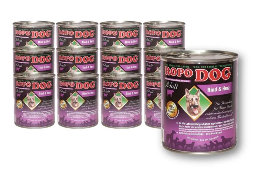 Deuba RopoDog ¦ Rind & Herz - 12 X 800g ¦ Nasses Futter Für Ausgewachsene Hunde In Dosen 1 Deuba RopoDog ¦ Rind & Herz - 12 X 800g ¦ Nasses Futter Für Ausgewachsene Hunde In Dosen