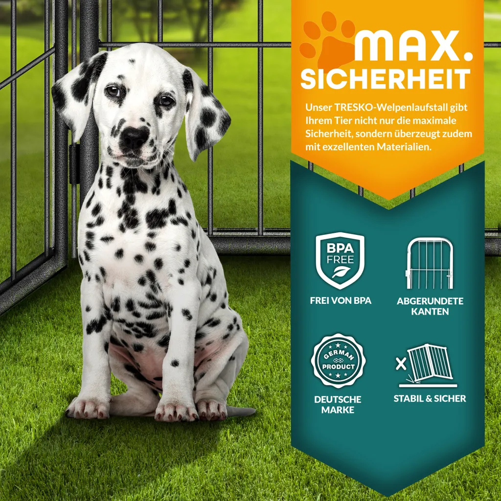 TRESKO Welpenlaufstall Tierlaufstall Welpenauslauf Freigehege Hunde Laufstall 8 Eckig 3 TRESKO Welpenlaufstall Tierlaufstall Welpenauslauf Freigehege Hunde Laufstall 8 Eckig – Bild 3
