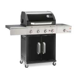 Maxxworld LANDMANN Gasgrill Triton 4.1 MaxX 120 Cm Schwarz Grillwagen Grill Brenner Grillstation BBQ Gas MaxX-Zone Für Maximale Hitze Emailliertem Gusseisen