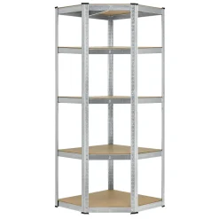 Juskys Eckregal Lageregal Corner Basic 180 X 70 X 40-70 Cm - 875 Kg - 5 Böden - Metall Verzinkt - Schwerlastregal Steckregal Kellerregal