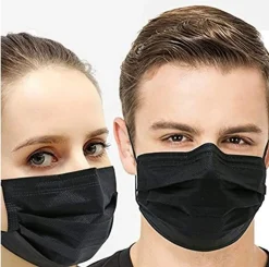 VADOOLL 50 Stück Atemschutzmaske Maske Einwegmaske 3-lagige Schwarze Gesichtsmaske Atmungsaktive Staubschutzmaske -Garten- & Gewächshäuser Geschäft aae10ac610c878ea67dd93fe71822a6b