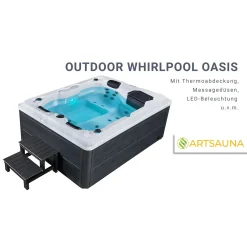 Artsauna Outdoor Whirlpool Oasis – Spa Mit Massagedüsen, LED-Beleuchtung, 2 Filter, Abdeckung, Pumpe, Ausstiegshilfe - Whirlpool Winterfest & Beheizbar -Garten- & Gewächshäuser Geschäft ab2301ba80f3a1d7dc95e9f65a3ce777