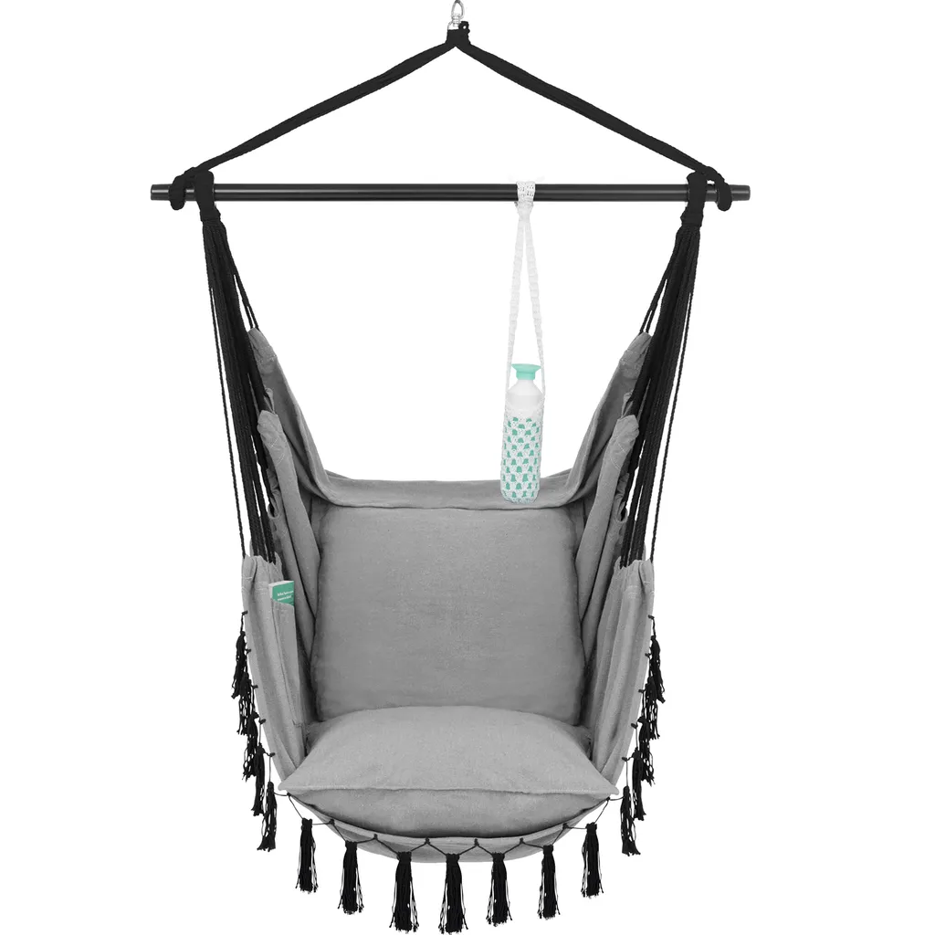 VITA5 Hängesessel Outdoor - Stabiler & Sicherer Hängestuhl - Stylischer Hängesessel Indoor - Leicht Zu Installierender Hängesessel - Bequeme Boho Raumdeko - 225kg Tragkraft - Warmes Grau 11 VITA5 Hängesessel Outdoor - Stabiler & Sicherer Hängestuhl - Stylischer Hängesessel Indoor - Leicht Zu Installierender Hängesessel - Bequeme Boho Raumdeko - 225kg Tragkraft - Warmes Grau – Bild 11