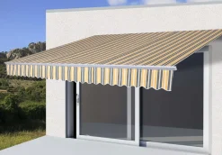 Mendler Alu-Markise T791, Gelenkarmmarkise Sonnenschutz 4,5x3m Polyester Grau-gelb