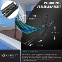 KESSER® Hängematte Vill Mit Gestell Metall Faltbar Verstellbar Stabiler Rahmen Indoor & Outdoor Mit Tragetasche + Beutel Hängesessel Hängemattengestell Camping Garten Pool Balkon Terrasse , Farbe:Blau 14 KESSER® Hängematte Vill Mit Gestell Metall Faltbar Verstellbar Stabiler Rahmen Indoor & Outdoor Mit Tragetasche + Beutel Hängesessel Hängemattengestell Camping Garten Pool Balkon Terrasse , Farbe:Blau -Garten- & Gewächshäuser Geschäft abeadb987fe05d6e36a255604ae20457