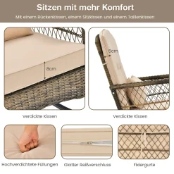COSTWAY 3-teiliges Gartenmöbel Set, Balkonmöbel Mit Kissen, Balkonset Mit 2 PE-Rattan-Schaukelstühle Und Tisch, Sitzgruppe Terrassenmöbel Für Balkon, Garten, Veranda -Garten- & Gewächshäuser Geschäft ac17eecea7b49c2251abec9e38556ad2