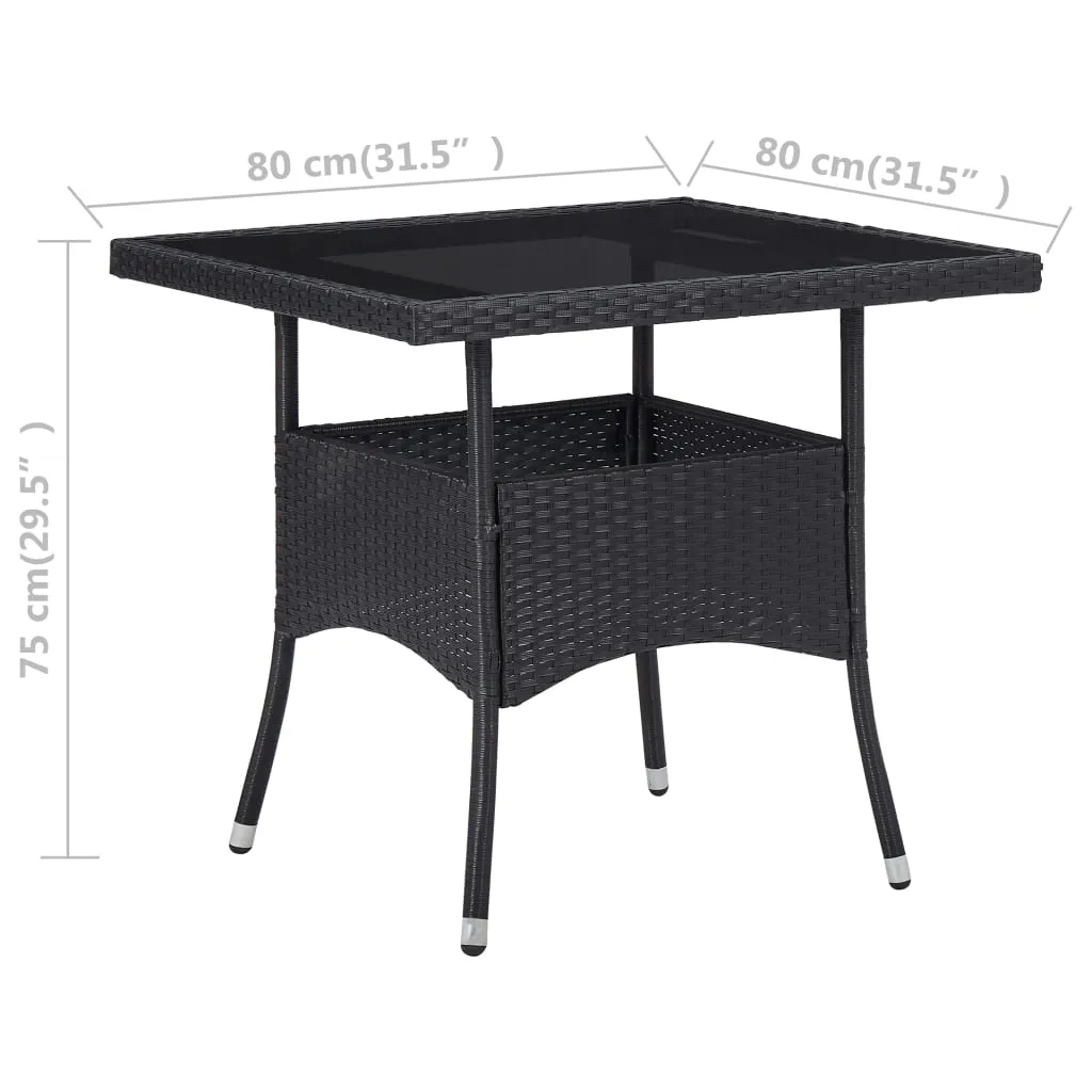 VidaXL Garten-Esstisch Schwarz Poly Rattan Und Glas 4 VidaXL Garten-Esstisch Schwarz Poly Rattan Und Glas – Bild 4