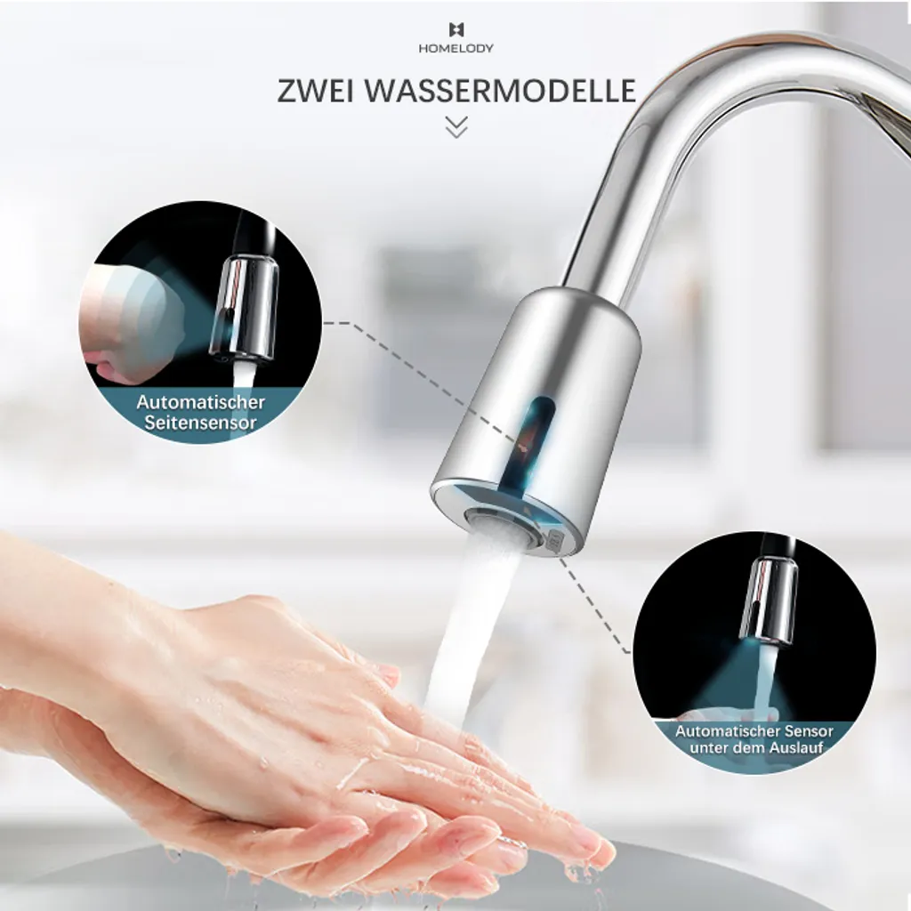 Homelody Infrarot Sensor Wasserhahn Küche, Küchenarmatur Ersatzkopf Mit USB-Ladegerät Wassersparender Sensor Berührungsloser Automatischer Wasserhahn, Infrarot-Sensor-Adapter Wasserhahn 4 Homelody Infrarot Sensor Wasserhahn Küche, Küchenarmatur Ersatzkopf Mit USB-Ladegerät Wassersparender Sensor Berührungsloser Automatischer Wasserhahn, Infrarot-Sensor-Adapter Wasserhahn – Bild 4