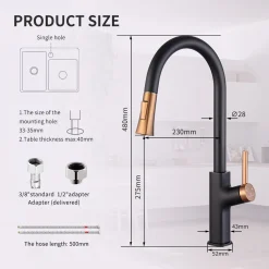 Aihom Wasserhahn Küche Schwarz Küchenarmatur Ausziehbar 360° Drehbar Wasserhahn Ausziehbar Mischbatterie Mit 2 Strahlarten Küchenarmatur Hochdruck Mit Höhe Bogenauslauf, Schwarz 13 Aihom Wasserhahn Küche Schwarz Küchenarmatur Ausziehbar 360° Drehbar Wasserhahn Ausziehbar Mischbatterie Mit 2 Strahlarten Küchenarmatur Hochdruck Mit Höhe Bogenauslauf, Schwarz -Garten- & Gewächshäuser Geschäft ac6cc592abf2188974fe46dbc45e9c37