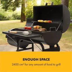 Klarstein Beef Brisket Smoker Grill | Holzkohlegrill/Smoker | Rostfreie Grillroste Aus Edelstahl | Thermometer Im Deckel | 2 Große Räder -Garten- & Gewächshäuser Geschäft ac8bbc6419b65ddb39c7df837012d10b