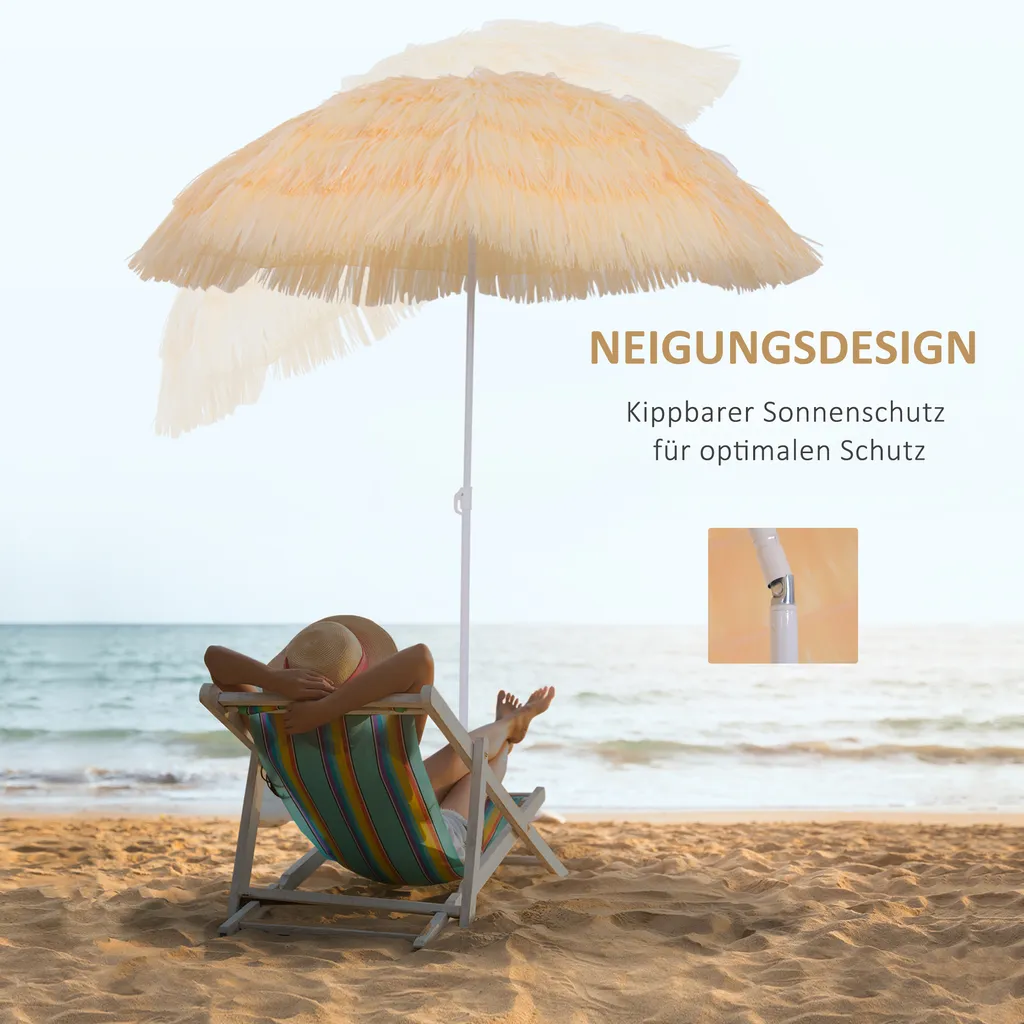 HOMCOM Outsunny Sonnenschirm Hawaiischirm Strandschirm Partyschirm Gartenschirm In Verschiedenen Farben, 4 Modelle (Hawaiischirm/Ø160cm/beige) 11 HOMCOM Outsunny Sonnenschirm Hawaiischirm Strandschirm Partyschirm Gartenschirm In Verschiedenen Farben, 4 Modelle (Hawaiischirm/Ø160cm/beige) – Bild 11