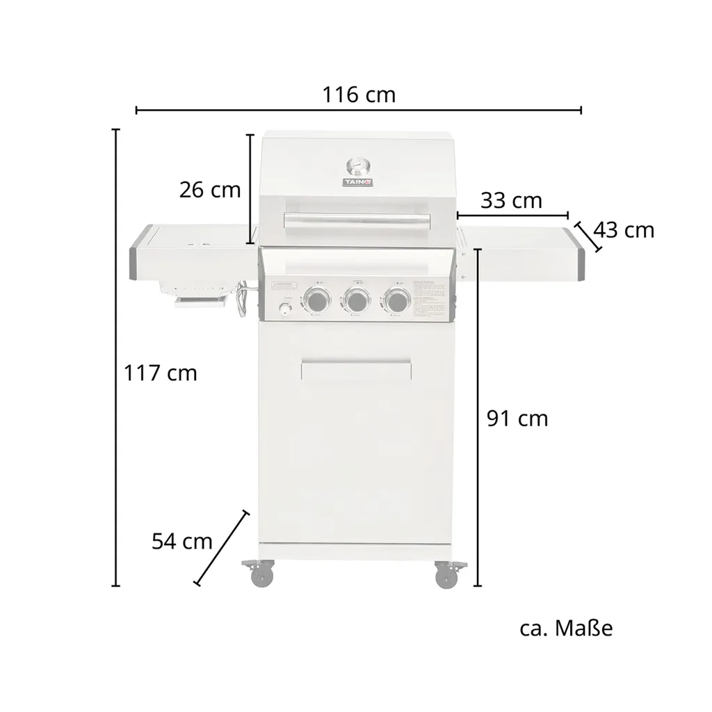 TAINO PLATINUM 2+1 Gasgrill Komplett Edelstahl 4-Brenner Silber Grillwagen BBQ Keramik-Brenner Sear-Zone 7 TAINO PLATINUM 2+1 Gasgrill Komplett Edelstahl 4-Brenner Silber Grillwagen BBQ Keramik-Brenner Sear-Zone – Bild 7