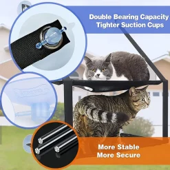 Mmgoqqt Katzen-Fenstersitz, Katzen-Hängematte, Fenstersitz, Doppelt Für Große Katzen, Platzsparend, Fenstermontage, Langlebig, Sicherheitskatzen-Sitzstange Mit 6 Saugnäpfen, Geeignet Für Große Und Kleine Katzen,Schwarz,doppellagig -Garten- & Gewächshäuser Geschäft ad5b5160b5ed2166ec6828593c6740c8 1
