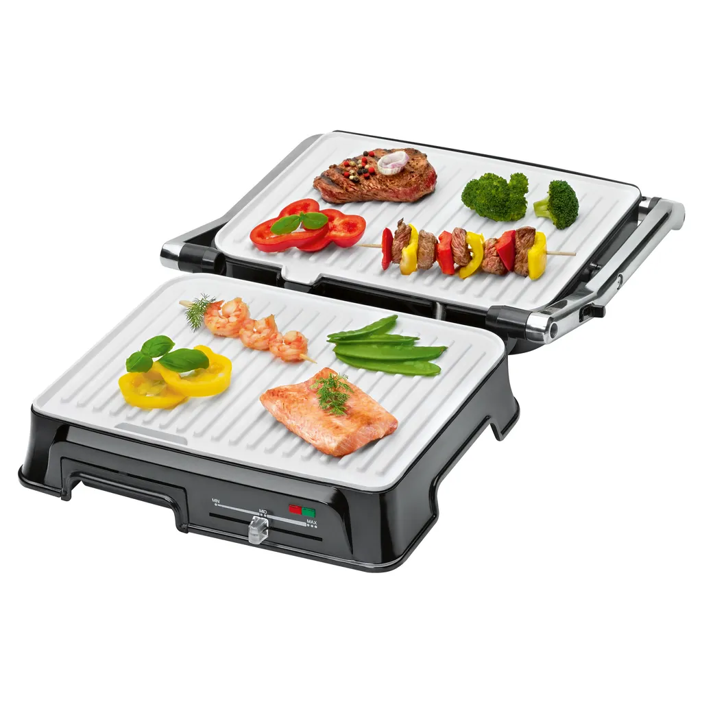 Clatronic KG 3571 Elektrischer Kontaktgrill, Multigrill, Für Beidseitiges & Fettfreies Grillen, Antihaftbeschichtete Platten, Kabelaufwicklung, 2000 Watt, Edelstahl 3 Clatronic KG 3571 Elektrischer Kontaktgrill, Multigrill, Für Beidseitiges & Fettfreies Grillen, Antihaftbeschichtete Platten, Kabelaufwicklung, 2000 Watt, Edelstahl – Bild 3