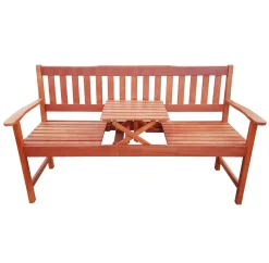 KMH® 3-sitzerEukalyptus Gartenbank Mit Integr. Tisch