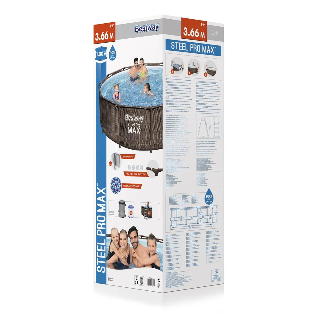 BESTWAY 56709 Steel Pro Max Frame Pool Set Rund Filterpumpe Leiter Braun 366x100 2 BESTWAY 56709 Steel Pro Max Frame Pool Set Rund Filterpumpe Leiter Braun 366x100 – Bild 2