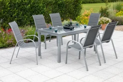 Merxx Gartenmöbelset "Amalfi" 7tlg. - Aluminiumgestell Mit Textilbespannung Grau - 50355-309