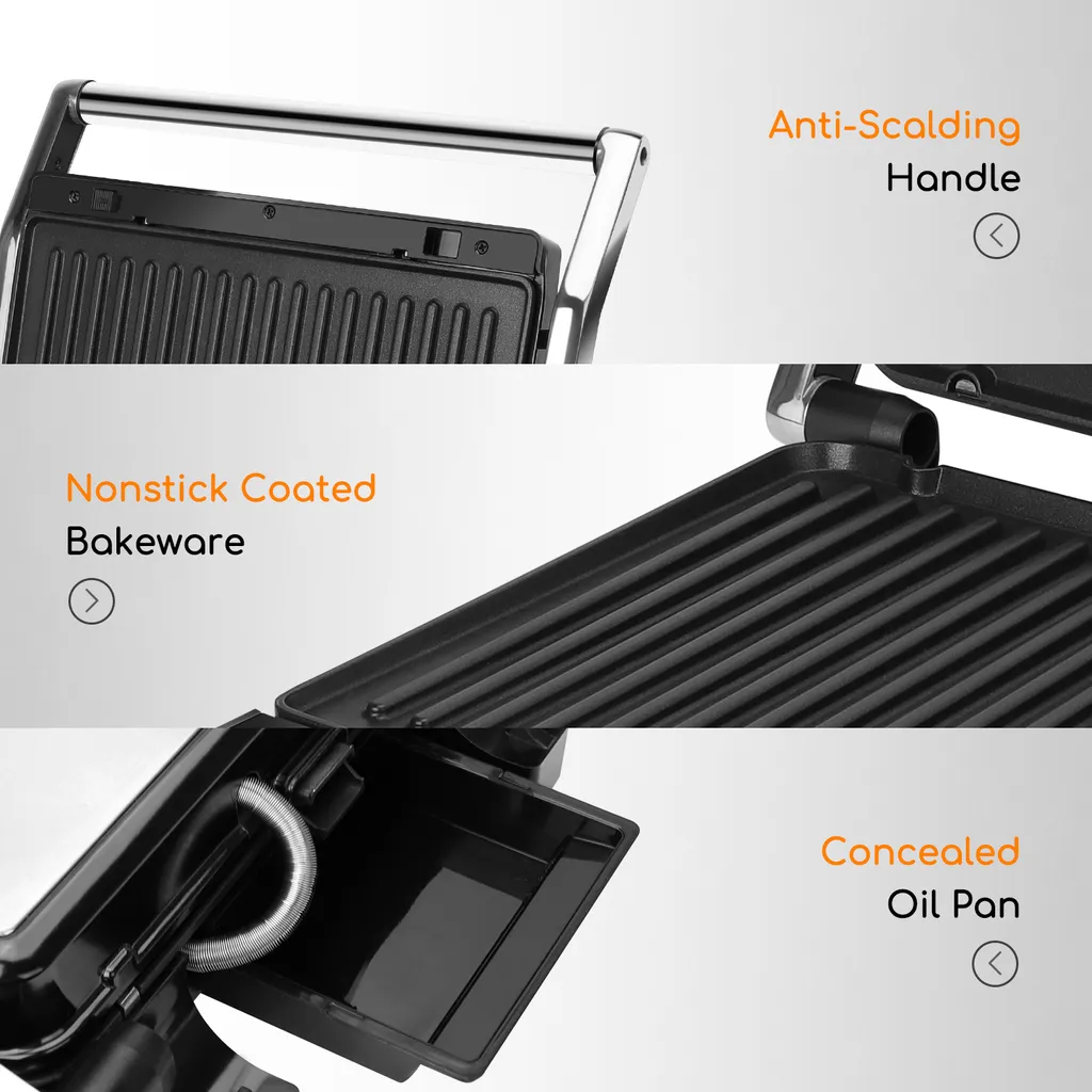 Aigostar Kontaktgrill, Sandwichmaker, 180° Aufklappbar Als Tischgrill, Panini Grill Mit Abnehmbaren Platten, Regelbarer Thermostat &Timer, Antihaftbeschichtet, 2000W 11 Aigostar Kontaktgrill, Sandwichmaker, 180° Aufklappbar Als Tischgrill, Panini Grill Mit Abnehmbaren Platten, Regelbarer Thermostat &Timer, Antihaftbeschichtet, 2000W – Bild 11