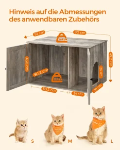 FEANDREA Katzenklo Schrank, Katzenhaus Mit Herausnehmbarem Trennwand, Indoor-Katzenhaus, Tisch, 80 X 53 X 49,2 Cm, Greige PCL002G01 -Garten- & Gewächshäuser Geschäft ae3c6a2ef20af8b625505105bf3e3772