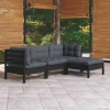VidaXL 4-tlg. Garten-Lounge-Set Mit Kissen Schwarz Kiefernholz