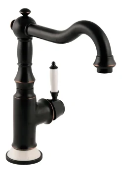 Calmwaters® Spültischarmatur Im Vintage-Look, Küchenarmatur Mit Keramikkartusche, Retro-Wasserhahn Küche, 360° Drehbar, Einhebelmischer Spüle, Weiße Keramik-Details, Messing, Schwarz, 12PZ5606 -Garten- & Gewächshäuser Geschäft ae4ebc889ebc0fed6898039d5ca16516