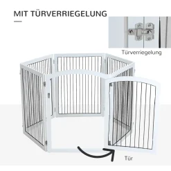 Pawhut Freigehege Schutzgitter Tierlaufstall Welpenauslauf Freilaufgehege Mit Tür Auslauf Für Kleintiere Flexible Klappbar Individuell Weiß+Schwarz 122 X 105,5 X 84,5 Cm -Garten- & Gewächshäuser Geschäft ae88282f549177e1d216b814a087d0a7