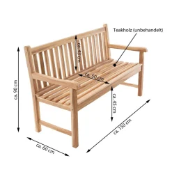 VCM 3-Sitzer Gartenbank Parkbank Hochwertig Massiv Teak Holz Natur 150 Cm -Garten- & Gewächshäuser Geschäft ae8ff83810ffe235f1a5c5dc22ccc74c