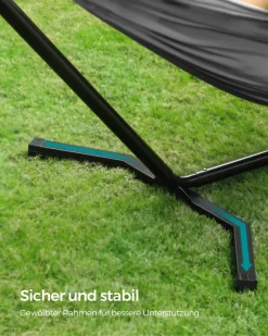 SONGMICS Hängematte Mit Gestell, 210 X 150 Cm, Auf 5 Verschiedene Höhen Verstellbar, Gestell Aus Metall, Bis 240 Kg Belastbar, Für Garten, Schwarzes Gestell Und Graue Hängematte GHS001G01 -Garten- & Gewächshäuser Geschäft aea911d8f3d9b6997c4a5d1ed0308cd3